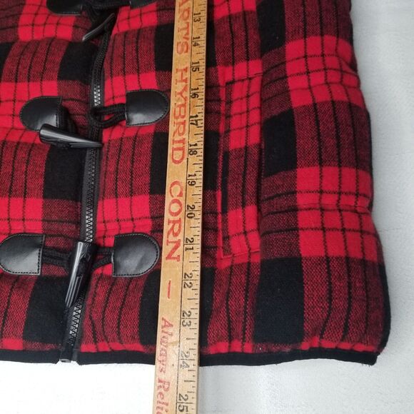 Ruff Hewn Red Black Buffalo Plaid Puffer Toggle Wool Blend Vest Medium Outdoor - Picture 6 of 7